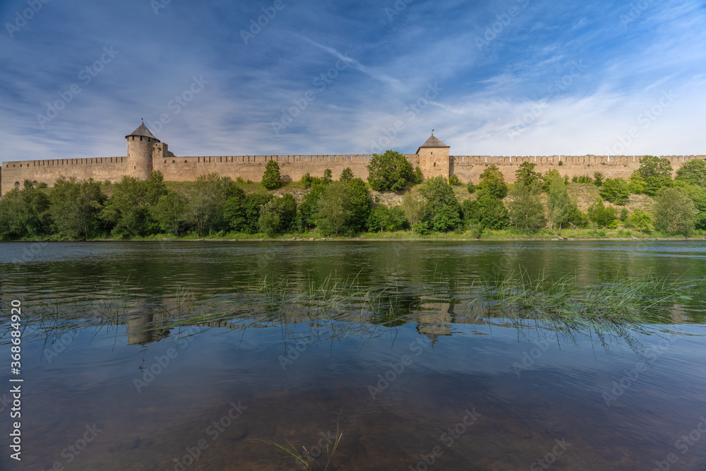 Ivamgorod Castle on the Russion bank of the Narva River at the border between Estonia nd Russia.