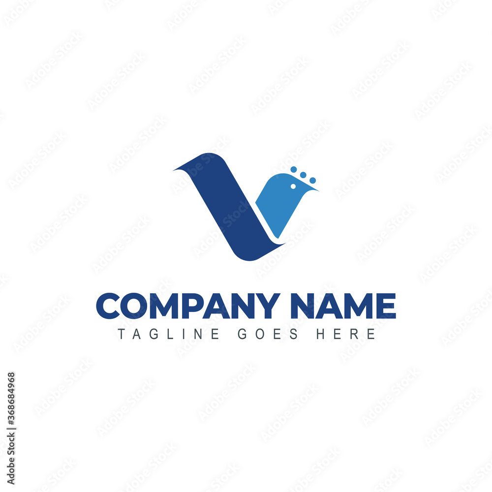 Ilustration vector graphic of letter logo V with simple bird silhouette ...
