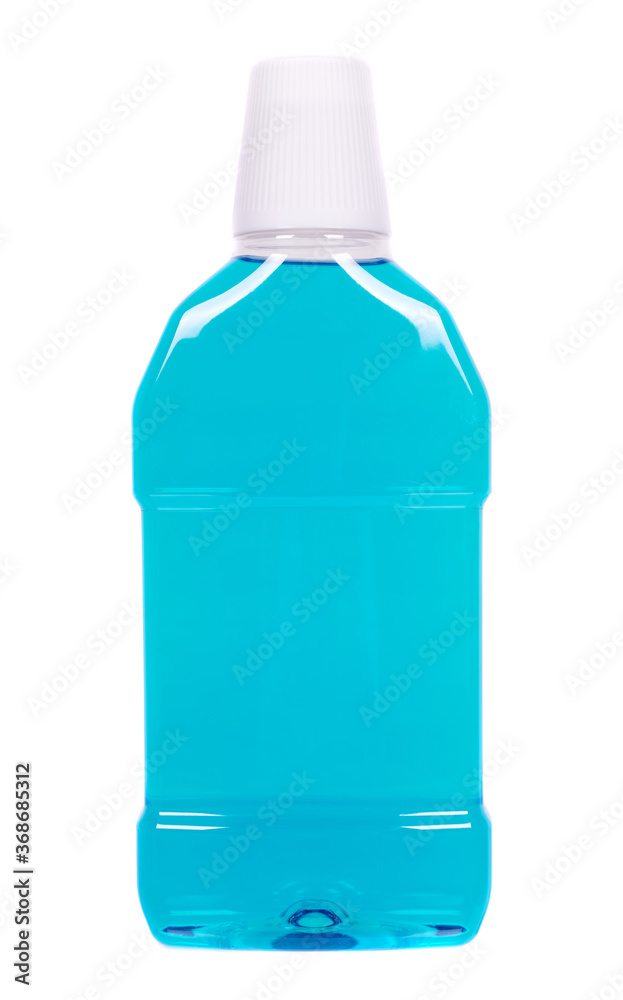Liquid mouth wash in plastic bottle. Isolated on white background. Liquid mouth wash in plastic bottle. Isolated on white background.