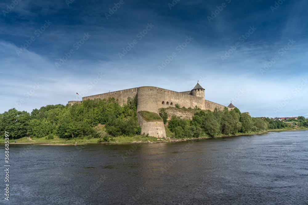 Ivamgorod Castle on the Russion bank of the Narva River at the border between Estonia nd Russia.