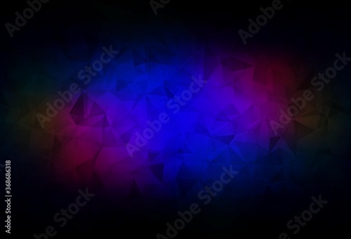 Dark Blue, Red vector shining triangular background.