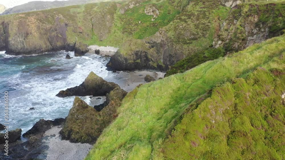 Aerial view of the beautiful coast at Maling Well, Inishowen - County Donegal, Ireland