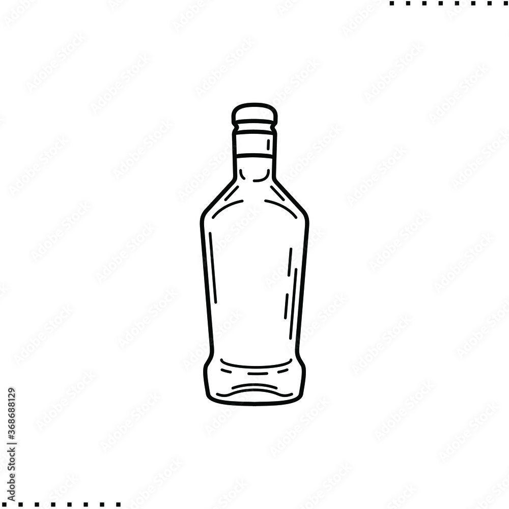 Vodka bottle vector icon in outlines Vodka bottle vector icon in outlines