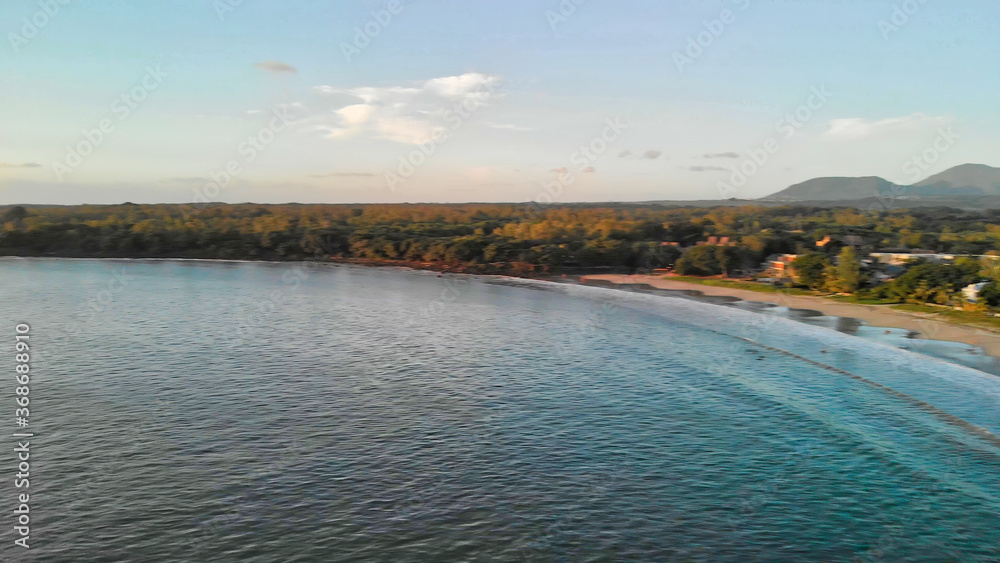 Fototapeta premium Amazing panoramic aerial view of Mauritius at sunset