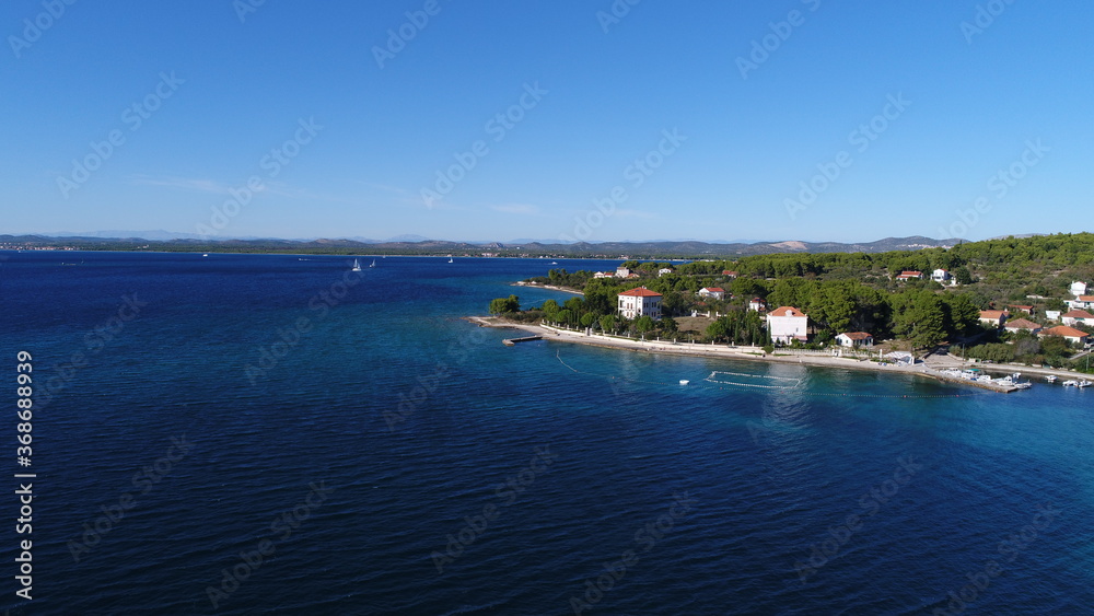 Croatia landscape from the see side with drone view