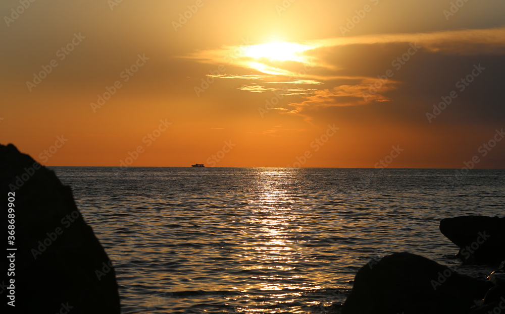 Photo of a beautiful sea landscape at sunset