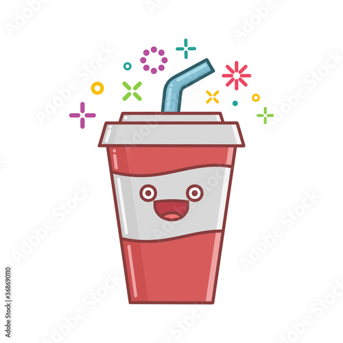 kawaii soft drink cola icon cartoon illustration