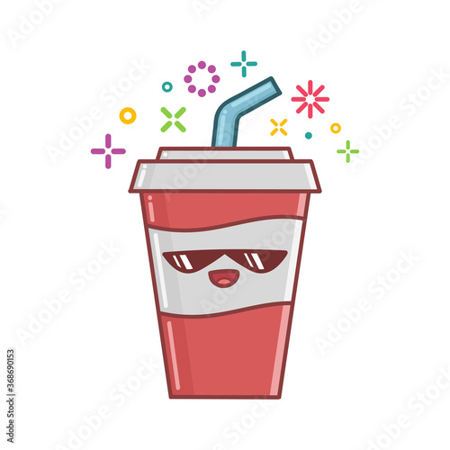 kawaii soft drink cola icon cartoon illustration