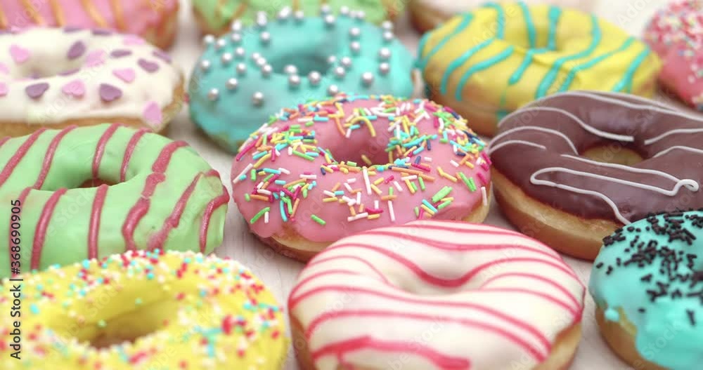 4K - Birthday Donuts. Close-up