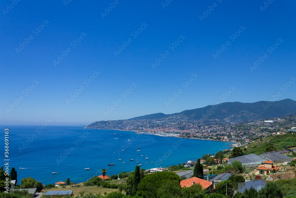 High angle view of the city of Sanremo, Italy