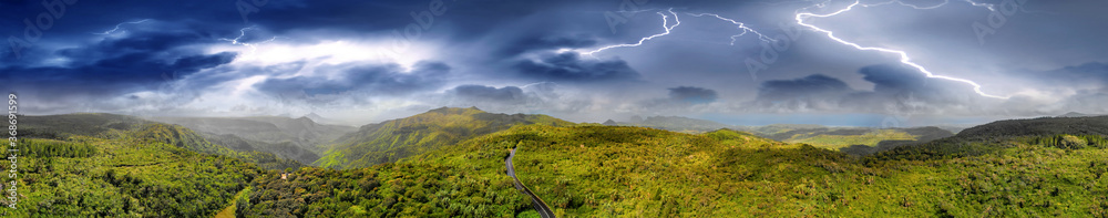 Aerial panoramic view of Island Hills during a storm Aerial panoramic view of Island Hills during a storm