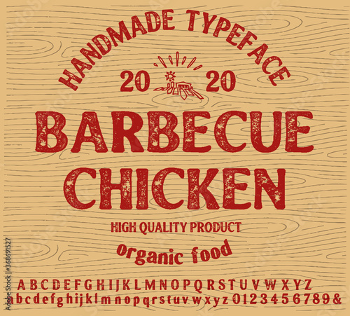 Hand drawn vintage retro font.