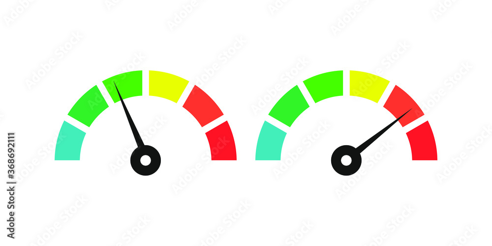 The speedometer or pressure gauge icons are set isolated The speedometer or pressure gauge icons are set isolated