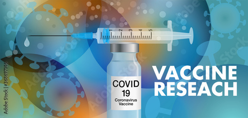 Bannière ou affiche sur le thème de la recherche d’un vaccin pour lutter contre le Covid 19.