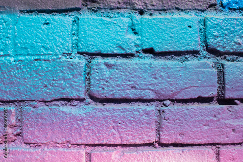 Colorful brick wall teal and purple (ID: 368697914)