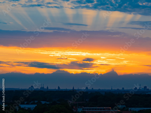 sunset over the city Hannover