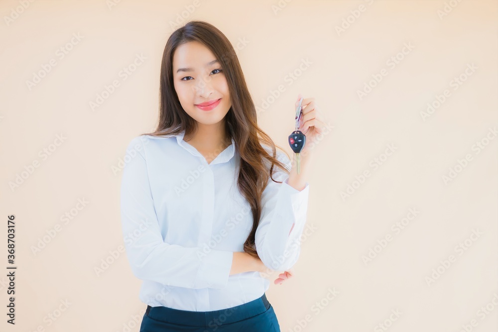 Portrait beautiful young business asian woman with car key Portrait beautiful young business asian woman with car key