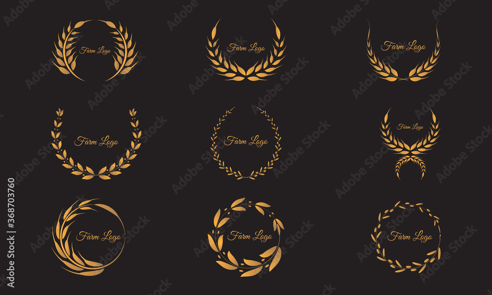 et of laurel wreaths on white background. Set of gold wreaths. et of laurel wreaths on white background. Set of gold wreaths.
