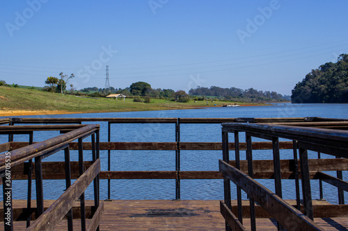 wooden bridge over the lake