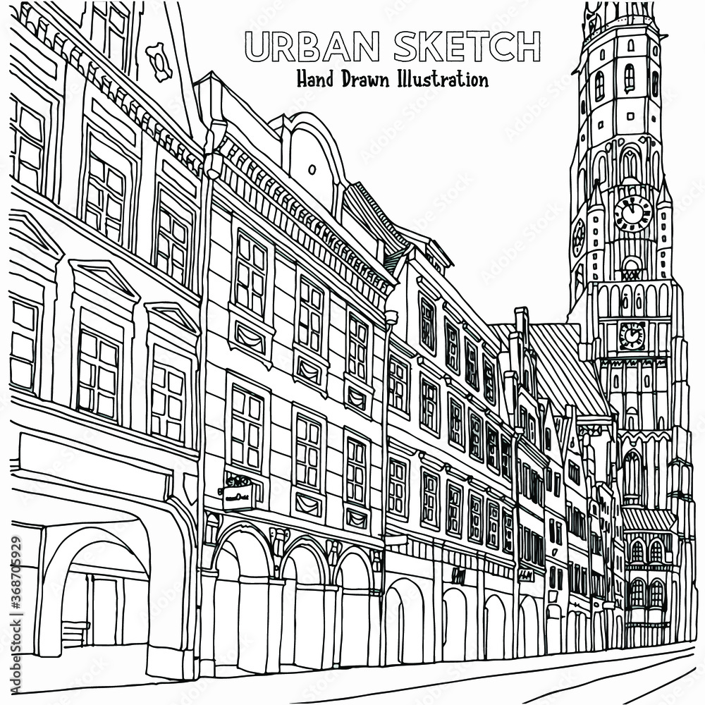 Urban sketch germany hand drawn illustration