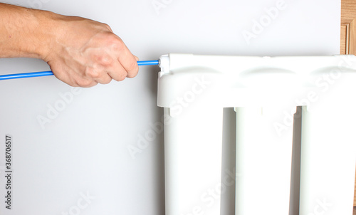 setting water filter hand flask on light background