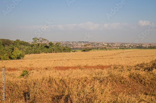 View of a small town in the interior of Brazil located behind the pasture - Bom Jesus - Go  as   Brazil