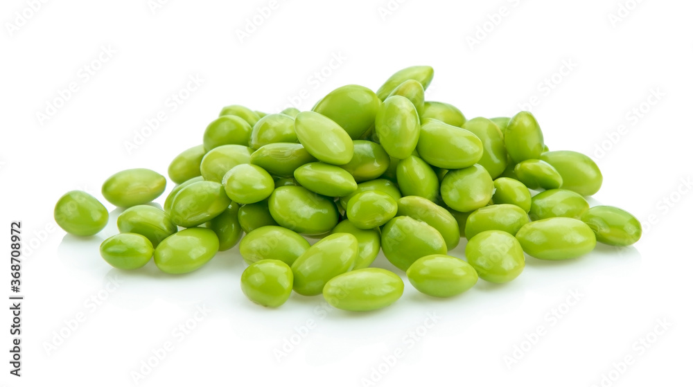 green soybeans isolated on white background