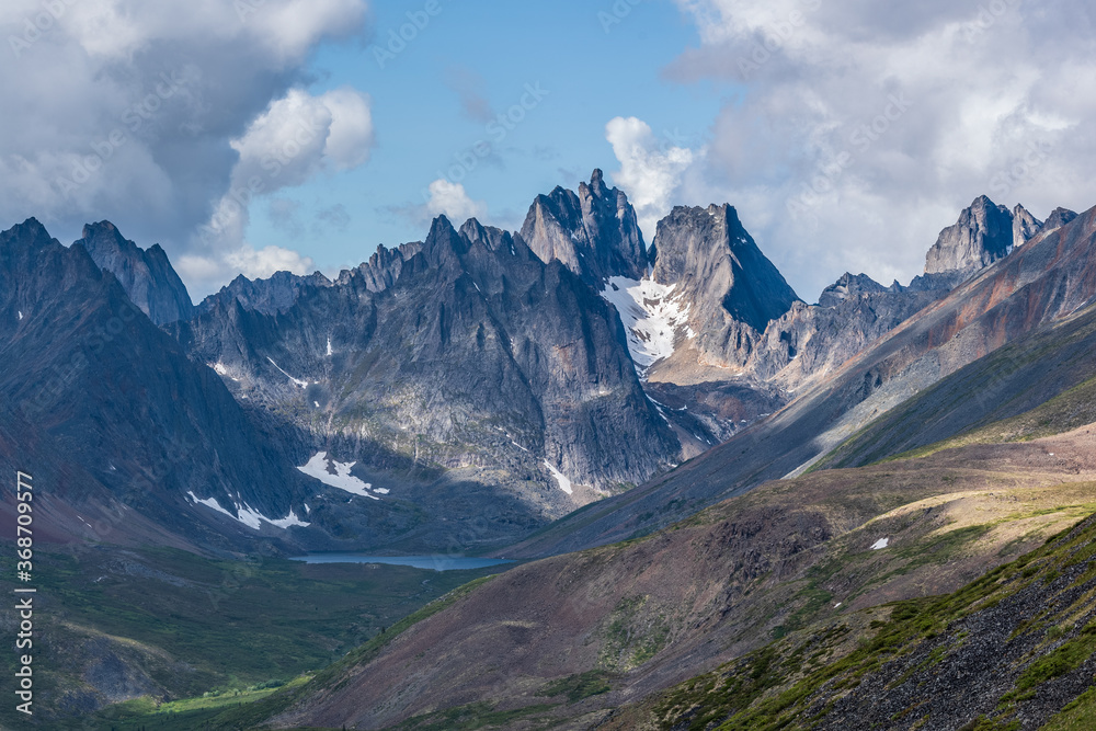 Spectacular Tombstone Territorial Park located in Northern Canada, Yukon Territory during the summertime featuring Grizzly Lake.
