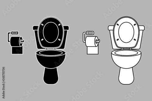 Black and white toilet flat style