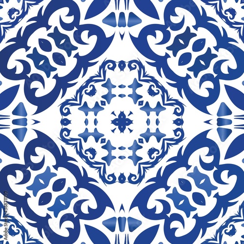 Ethnic ceramic tile in portuguese azulejo.