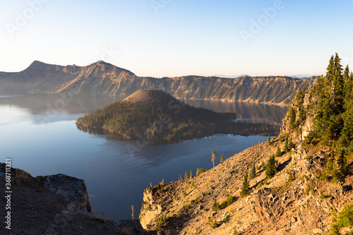 Beautiful sunny summer day at the Crater Lake National Park, Oregon