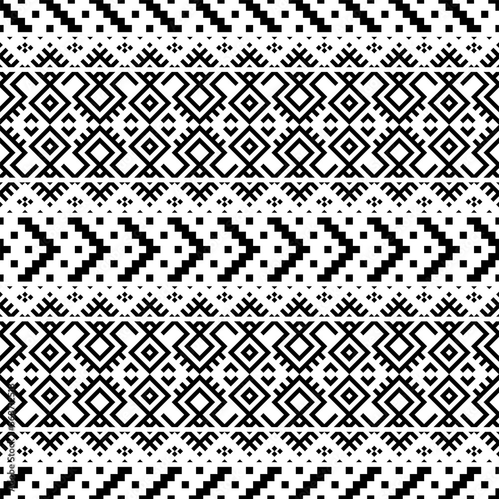 Fototapeta premium Seamless Ethnic Pattern Illustration vector with tribal design in black and white color