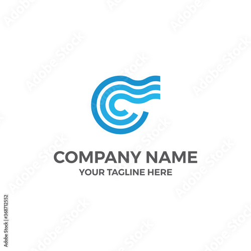 C Initial Wave Line Nature Vector Abstract Illustration Logo Icon Design Template Element