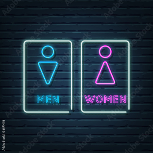 men and women restroom neon sign