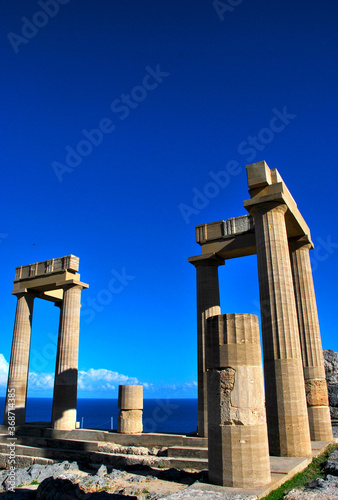 Columns in the Acropolis of Lindos, Greece