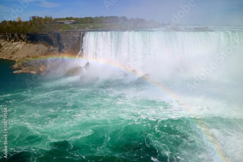 Niagara Falls with double rainbow in ON Canada