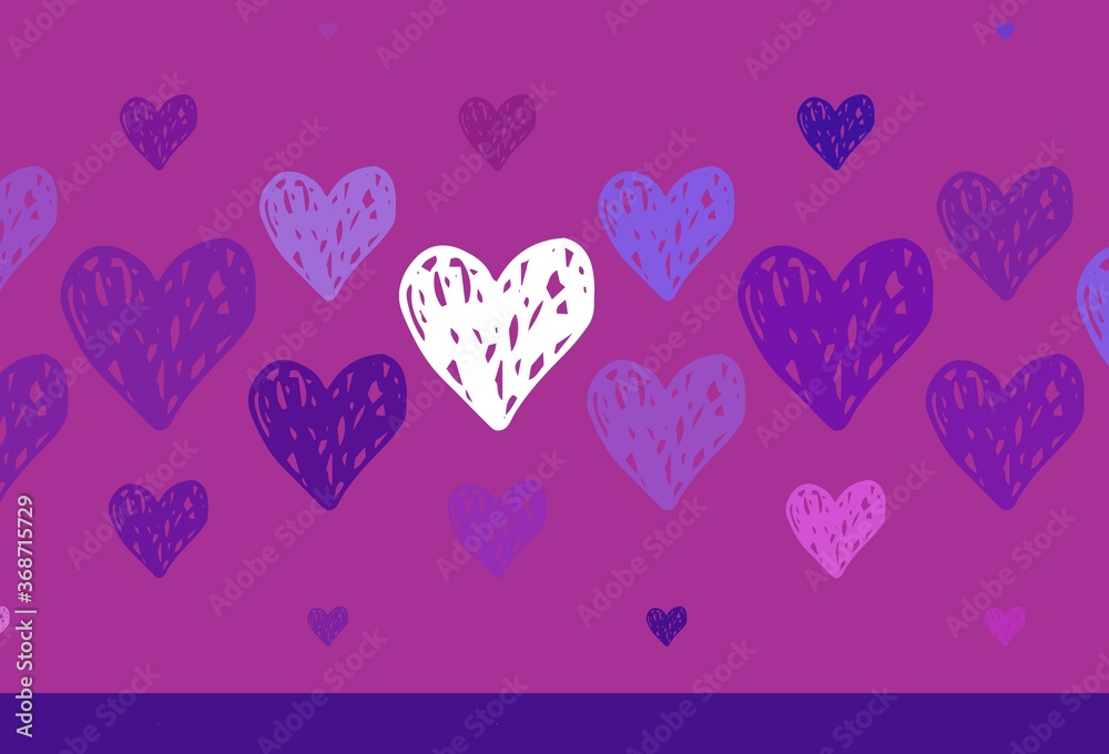 Light Purple, Pink vector background with hearts.
