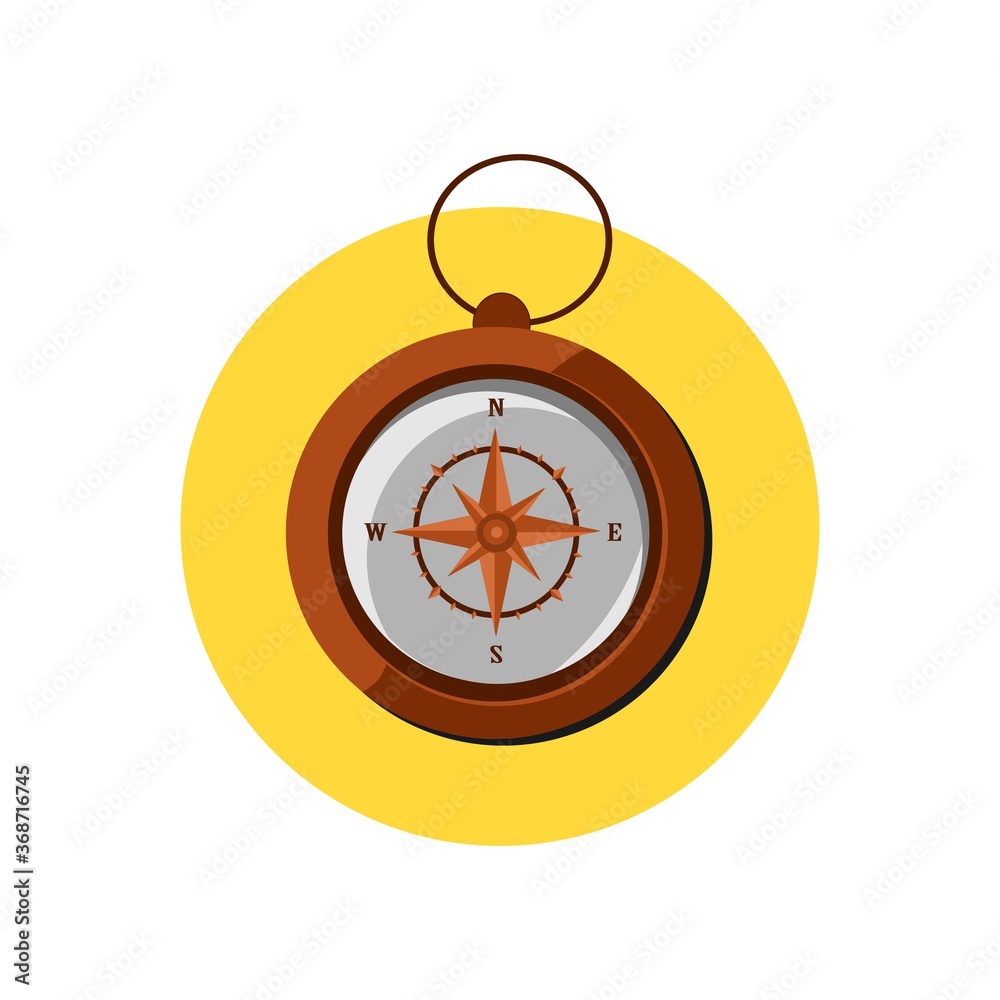 Travel Compass Flat Icon Illustration Direction Symbol