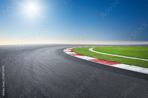 Dramatic view of racing asphalt road.