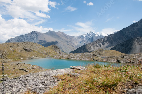 Landscape view of the Valley of the Seven lakes in Altai mountains in summer, Russian Federation, the Altai republic