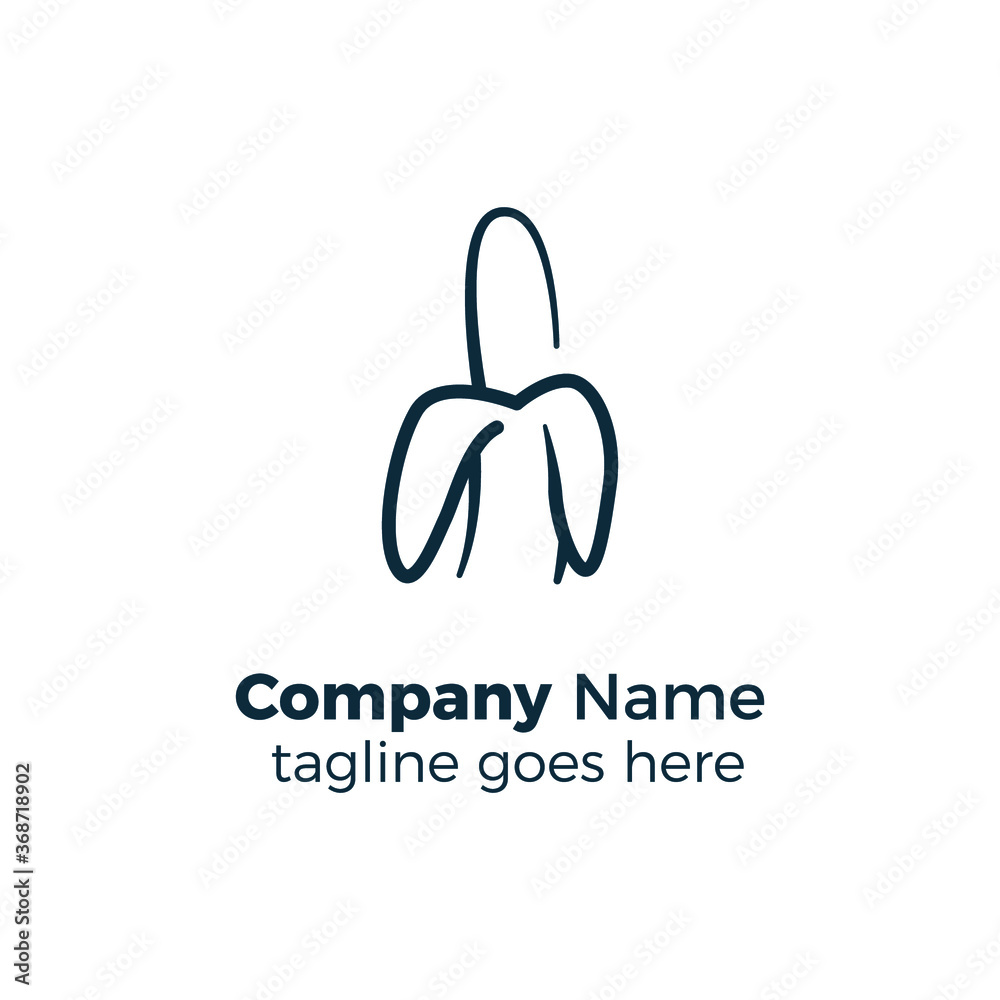 half banana peel logo design icon vector illustration simple line