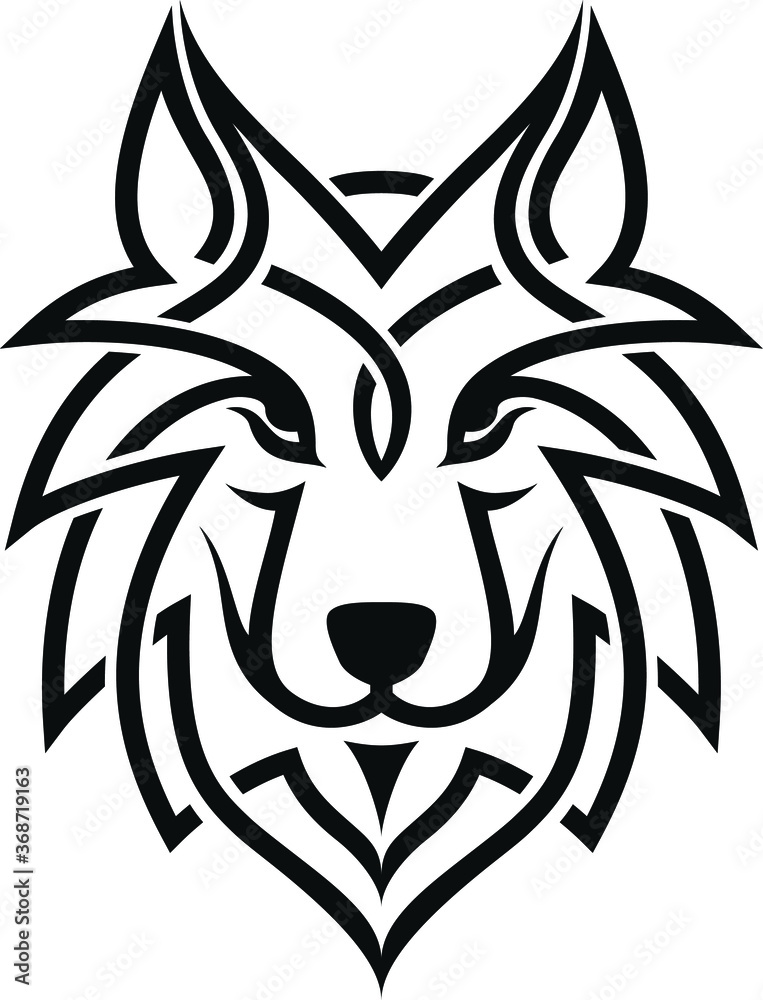 Fototapeta premium Head Of Wolf Tribal Tattoo