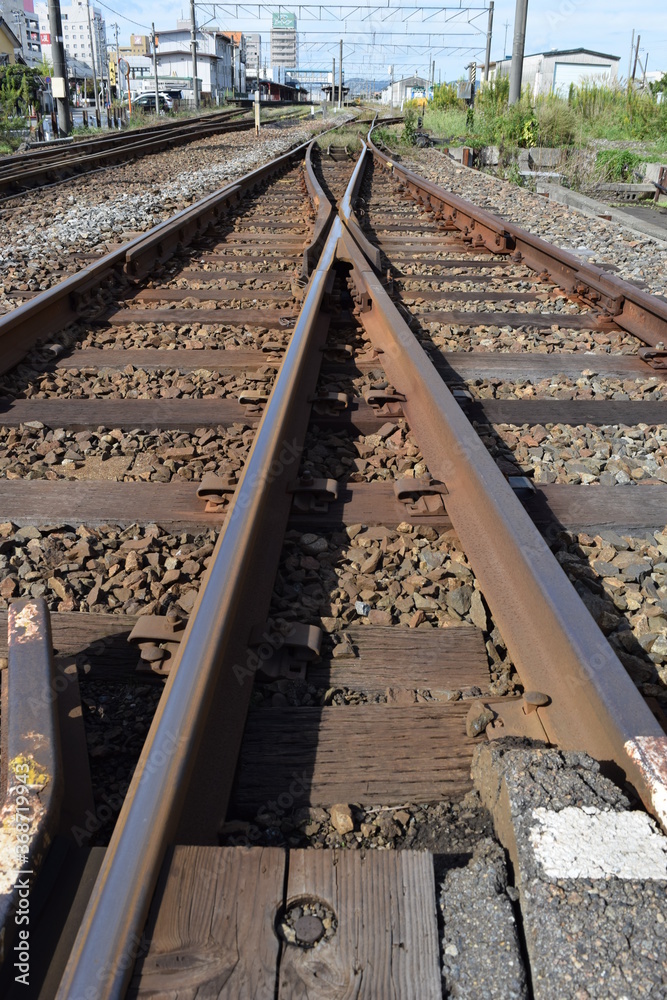 Naklejka premium 鉄道線路の分岐ポイント