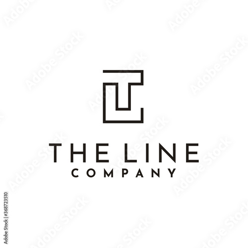 Initial Letter LT T L TL monogram logo design with simple rectangle line style photo