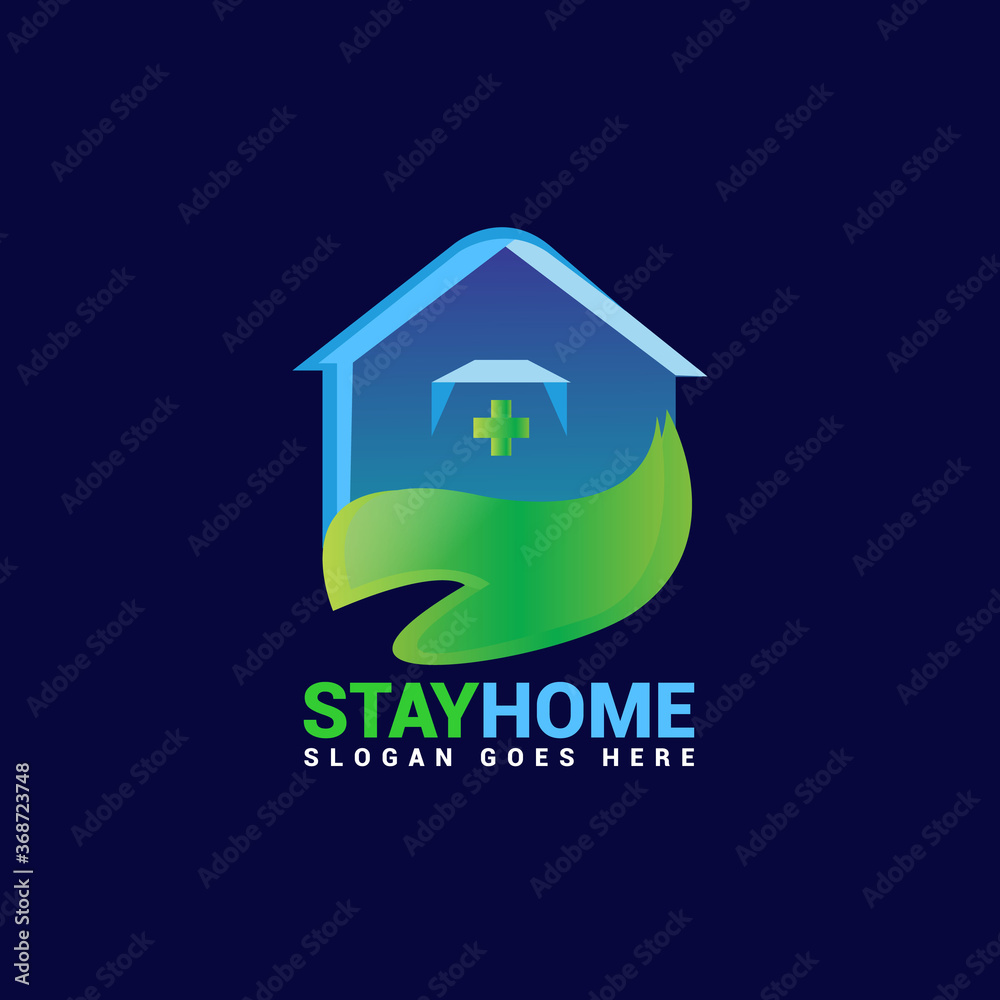 stay home logo, house logo design, safe care logo, medical logo