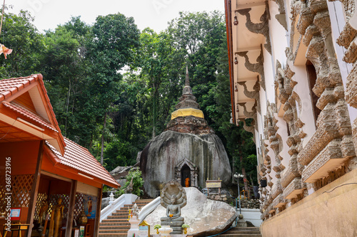 Chiang Rai,Thailand-July 28,2020:The Stone chuch at Wat Phra Dhat Pha-Ngao temple is temple famous at Chiang Rai photo