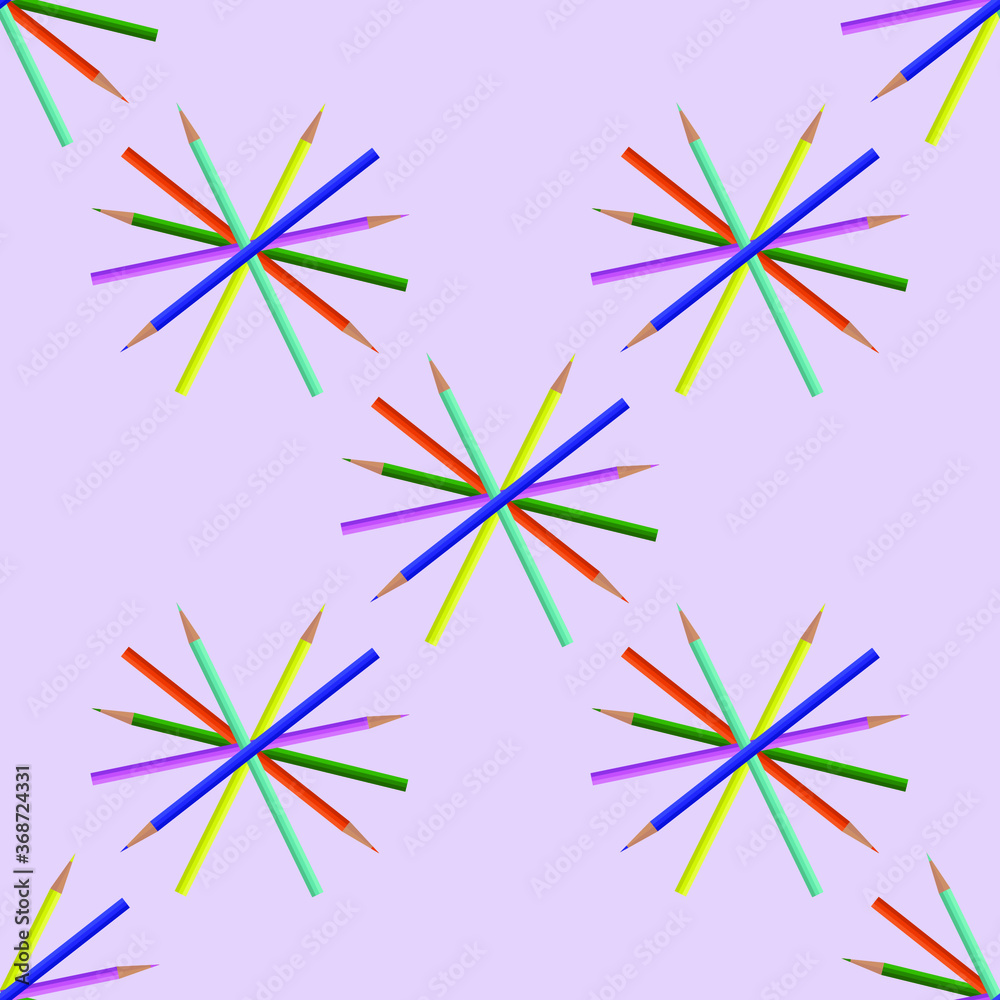 Seamless pattern from colored pencils on a rose background. Seamless pattern from colored pencils on a rose background.
