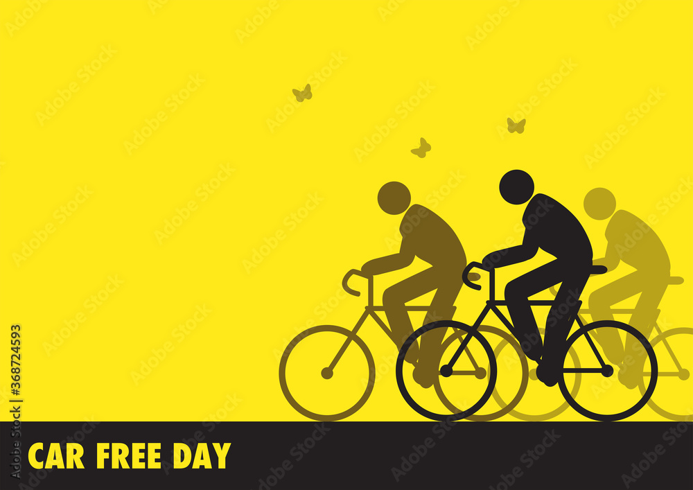 Illustration for World Car Free Day awareness - obrazy, fototapety, plakaty 