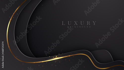 Modern luxury background vector overlap layer on dark and shadow black space with abstract style for design. graphic illustration Texture with line golden Sparkles glitters dots element decoration.