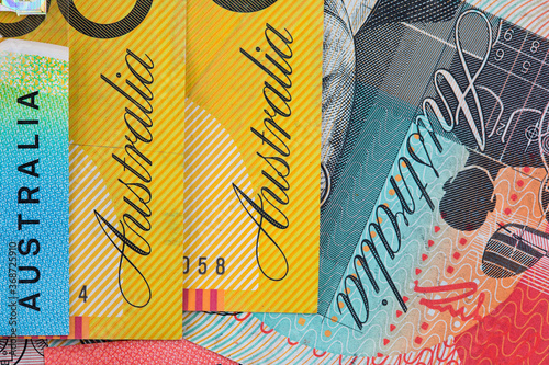 Various Australian dollar notes featuring Australia photo